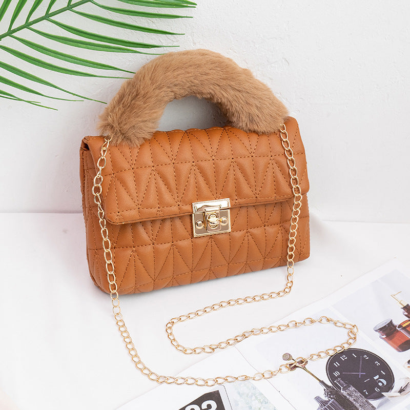 Snow Luxe Quilted Faux Fur Handle Handbag