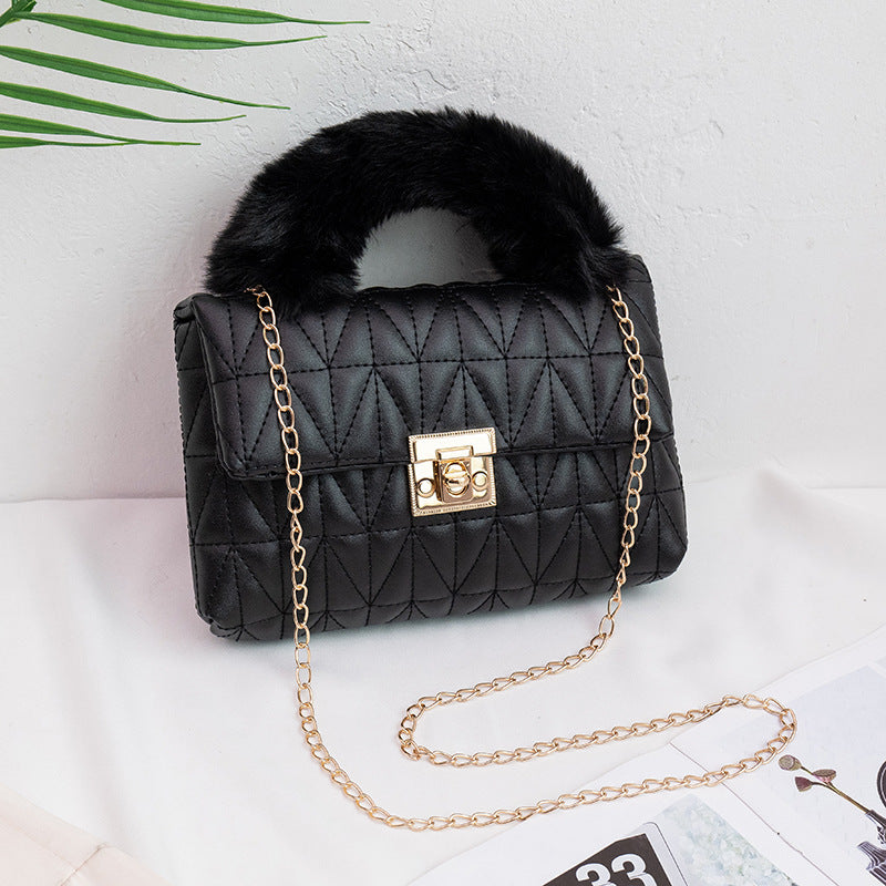 Snow Luxe Quilted Faux Fur Handle Handbag