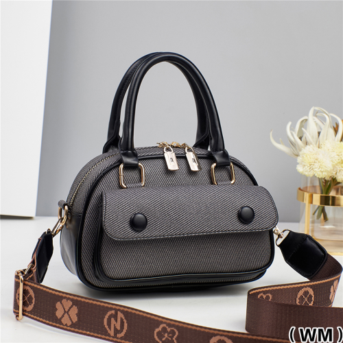 Denim Charm Dual-Zip Satchel Handbag