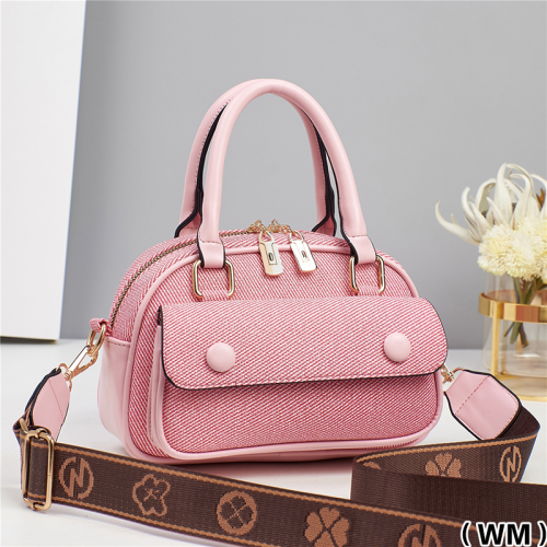 Denim Charm Dual-Zip Satchel Handbag